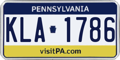 PA license plate KLA1786