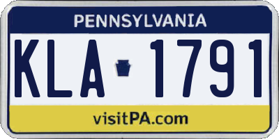 PA license plate KLA1791