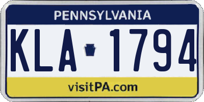 PA license plate KLA1794