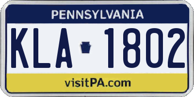 PA license plate KLA1802