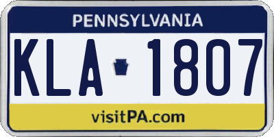 PA license plate KLA1807