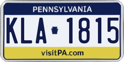PA license plate KLA1815