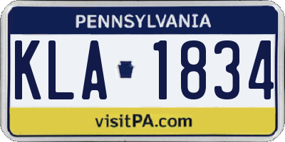 PA license plate KLA1834
