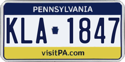 PA license plate KLA1847