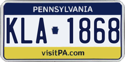 PA license plate KLA1868