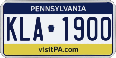 PA license plate KLA1900