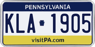 PA license plate KLA1905