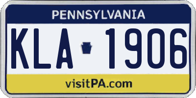 PA license plate KLA1906