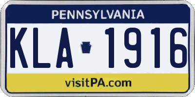 PA license plate KLA1916