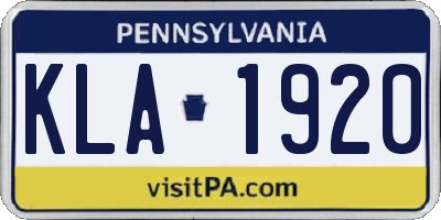 PA license plate KLA1920