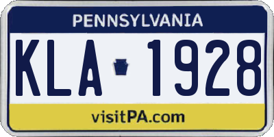 PA license plate KLA1928