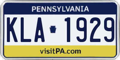 PA license plate KLA1929