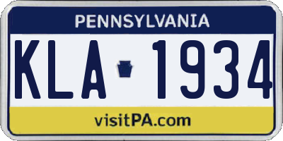 PA license plate KLA1934