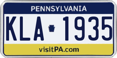 PA license plate KLA1935