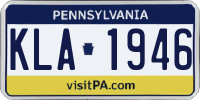PA license plate KLA1946