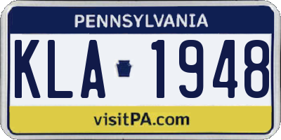 PA license plate KLA1948