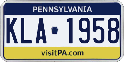 PA license plate KLA1958