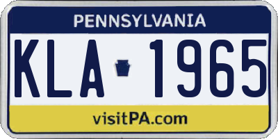 PA license plate KLA1965