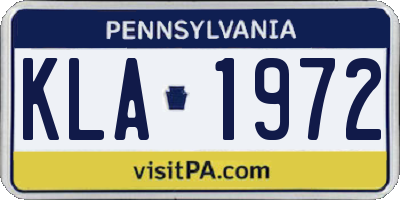 PA license plate KLA1972