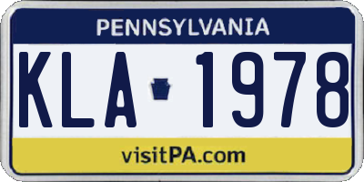 PA license plate KLA1978