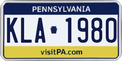 PA license plate KLA1980