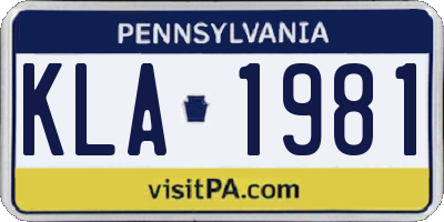 PA license plate KLA1981