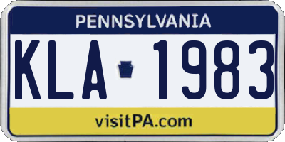 PA license plate KLA1983