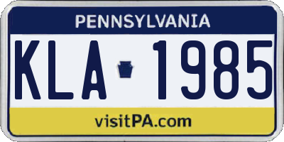 PA license plate KLA1985