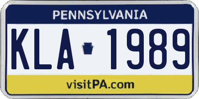 PA license plate KLA1989