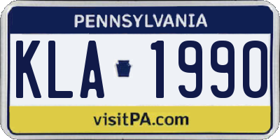 PA license plate KLA1990