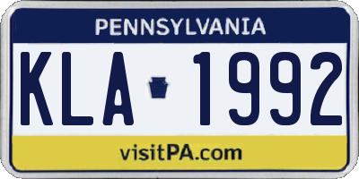 PA license plate KLA1992