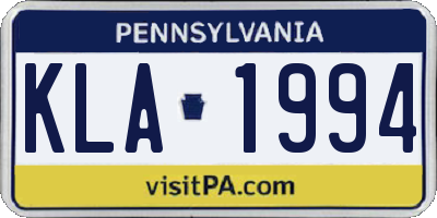 PA license plate KLA1994