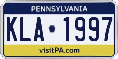 PA license plate KLA1997