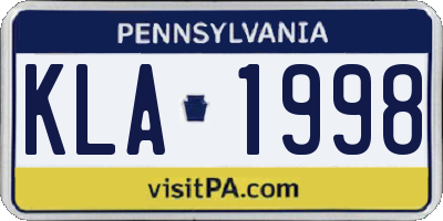 PA license plate KLA1998