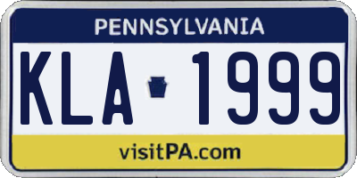PA license plate KLA1999