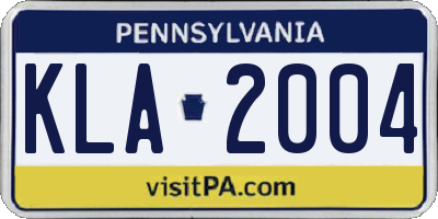 PA license plate KLA2004