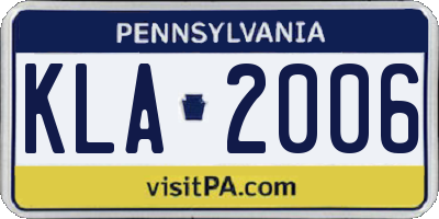 PA license plate KLA2006