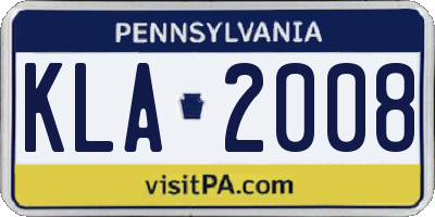 PA license plate KLA2008