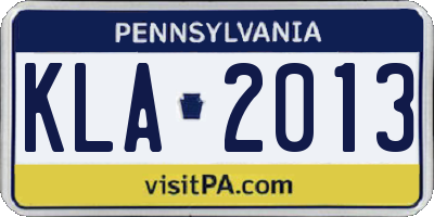 PA license plate KLA2013