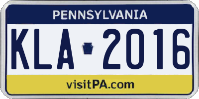 PA license plate KLA2016