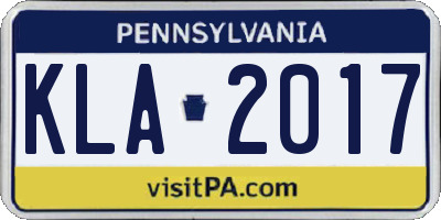 PA license plate KLA2017