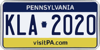 PA license plate KLA2020
