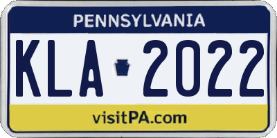 PA license plate KLA2022