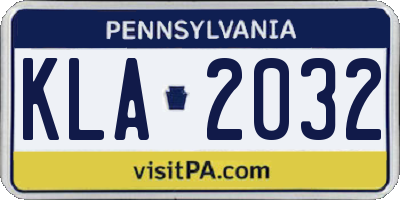 PA license plate KLA2032