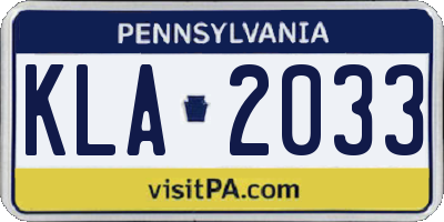 PA license plate KLA2033