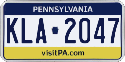 PA license plate KLA2047