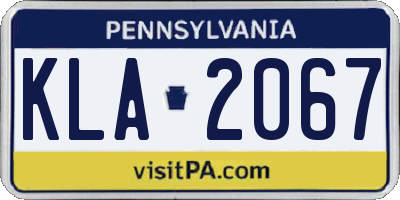 PA license plate KLA2067