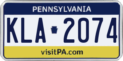 PA license plate KLA2074
