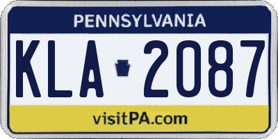 PA license plate KLA2087