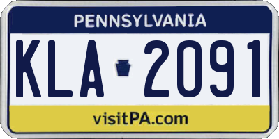 PA license plate KLA2091